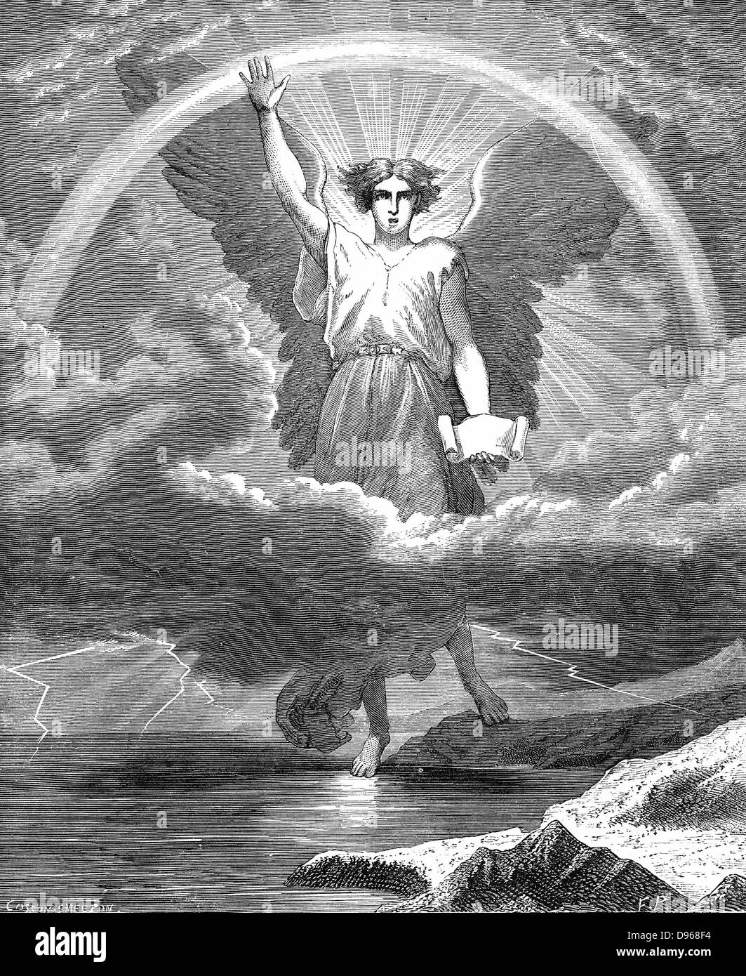 the-angel-with-the-book-bible-revelation-101-6-wood-engraving-c1860-D968F4